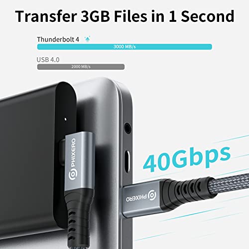 Cable Compatible with Thunderbolt 4 Cable 1ft, Right Angle USB4 Cable, with 40Gbps Data Transfer, PD100W Charging, Nylon Braided USB C Cable, Single 8K or Dual 4K Display, for MacBook Pro/Air