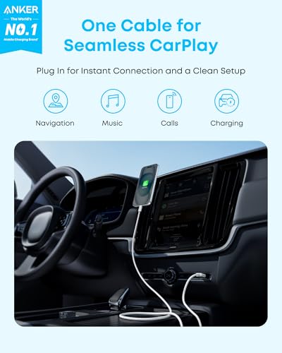 Anker Zolo USB to USB C Cable for CarPlay - color: Black, size: 3.3FT