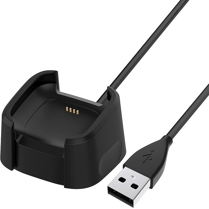 3.3Ft USB Charger Compatible with Fitbit Versa 2 Charger Dock Anti-Slip Replacement Smartwatch Charging Cable Stand(not for Fitbit Versa/Versa Lite)