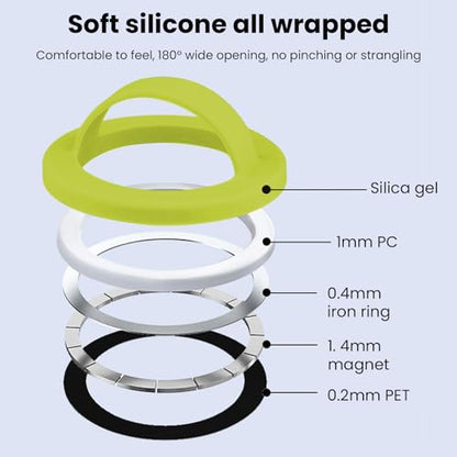 Magnetic Silicone Phone Grip Ring Holder Compatible with MagSafe Phone Case - color: Mustard Green