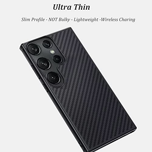 for Samsung Galaxy S23 Ultra Case: (Black) | Slim Thin, Carbon Fiber Classic Pattern Design, Soft Hybrid TPU Bumper, Shockproof Protective Cell Phone Cover - color: Black