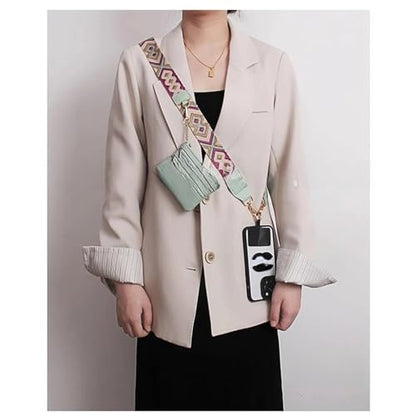 Clip and Go Strap for Phone with Wallet Crossbody,Phone Strap with Zipper Pouch and Adjustable Chain - color: Black