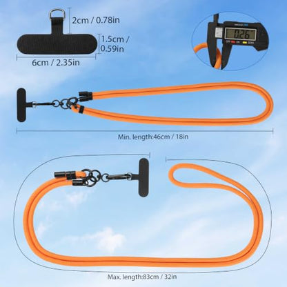 Phone Lanyard, Phone Strap Crossbody with 2 Pack Tether Tab, Adjustable Anti Theft Phone Strap for All Phones (OR6L) - color: Or6l