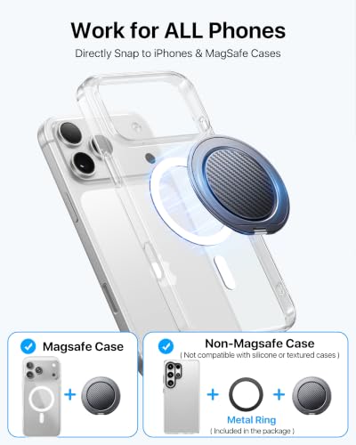 andobil [2026 Ultra-Thin] Magnetic Phone Ring Grip Holder for MagSafe, Grey - color: Space Grey Carbon Fiber