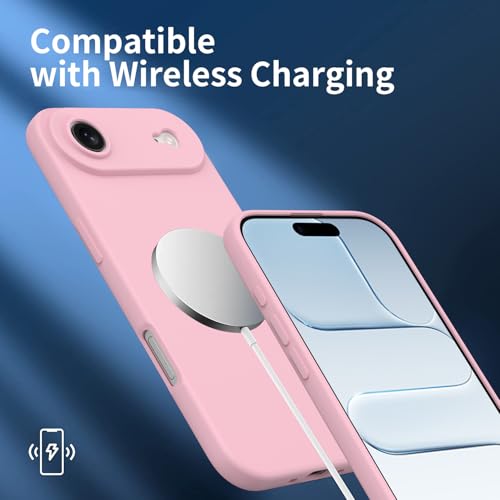 Compatible with iPhone Air Case, Shockproof Liquid Silicone Protective Phone Case with Soft Anti-Scratch Microfiber Lining Ultra Slim Drop Protection Phone Cover (Pink) - color: Pink, size: for iPhone Air
