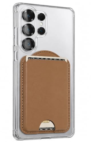 ENCASED Magnetic Wallet for Samsung Phones (Compatible with MagSafe) Premium PU Leather Slim Card Holder Designed for Galaxy S26, S26 Plus, S26 Ultra (Brown) - color: Brown