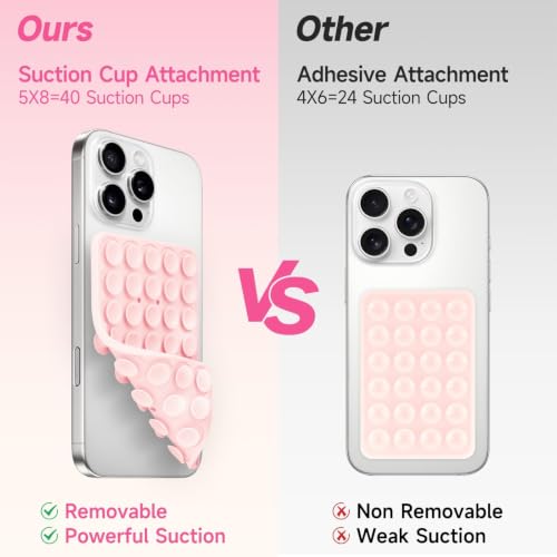 Yojaro Silicone Suction Cup Phone Case Mount Double Sided, Phone Accessories Hands-Free Strong Grip Holder for Selfies and Videos, Silicon Phone Stand for iPhone and Android Light Pink - color: Light Pink