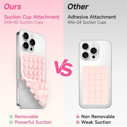 Yojaro Silicone Suction Cup Phone Case Mount Double Sided, Phone Accessories Hands-Free Strong Grip Holder for Selfies and Videos, Silicon Phone Stand for iPhone and Android Light Pink - color: Light Pink