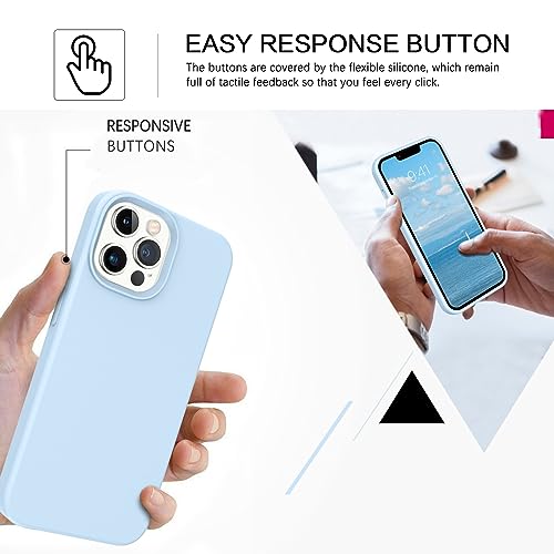 GUAGUA Compatible with iPhone 13 Pro Max Case Liquid Silicone Soft Gel Rubber Slim Microfiber Lining Cushion Texture Cover Shockproof Protective Phone Case for iPhone 13 Pro Max 6.7 Inch, Light Blue - color: Light Blue, size: iPhone 13 Pro Max