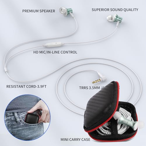 ASKUBSKU Wired Earbuds 3.5mm Headphones for Chromebook Laptop PC, Green - color: Green