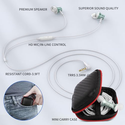 ASKUBSKU Wired Earbuds 3.5mm Headphones for Chromebook Laptop PC, Green - color: Green