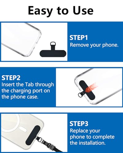 Fannoday Phone Tether Tab, 4 Pcs Universal Phone Lanyard Tab Used with Crossbody Strap, for Cell Phone Cases - color: White
