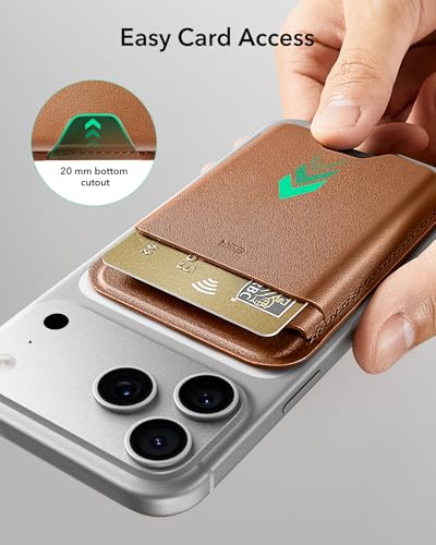 ESR for MagSafe Wallet, 5 Card Holder for Phone Case, RFID Blocking | MagSafe Sticker Included, Slim Magnetic Wallet for iPhone 17 Pro Max 17e 16 15 14 13 12 Series, Selected Samsung Galaxy,Brown - color: Brown