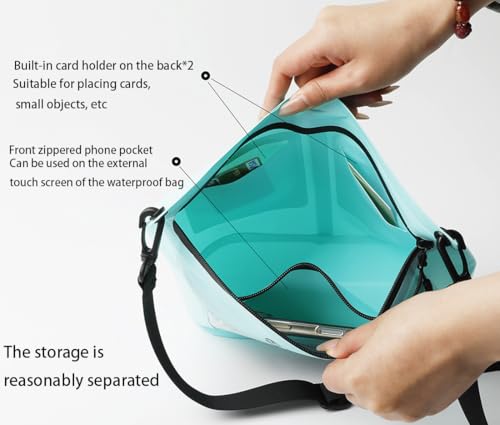 IPX7 Waterproof Bag with Touchscreen Phone Pocket,Floating Airtight Shoulder Bag for Swimming,Rafting,Cycling,Hiking - color: Black