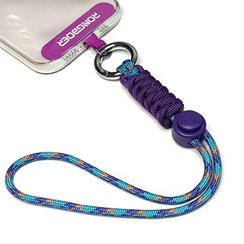 Adjustable Phone Wrist Strap for Women, Woven Bracelet for Keys - color: Purple Blue