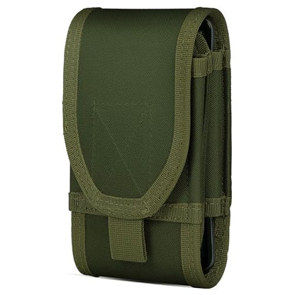 Double Capacity Phone Holster, Tactical Molle Pouch Compact Belt Waist Bag for iPhone 15 Pro Max/15 Pro/14 Plus/14 Pro Max/14 Pro/14/13 Pro Max/12 Pro Max/11 Pro Max/XS Max, Size Large - color: Green