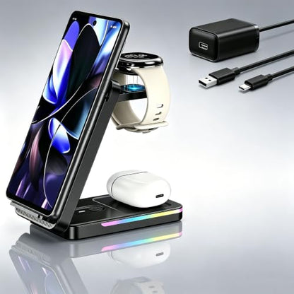 Wireless Charger for Pixel Watch 3/2, 3 in 1 Charging Station for Google