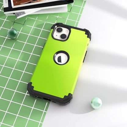 IDweel for iPhone 15 Case with Screen Protector,Luxury 3 in 1 Shockproof Slim Fit Hybrid Heavy Duty Protection Glitter Hard PC Cover Soft Silicone Bumper Full Body Case,Green - color: Green