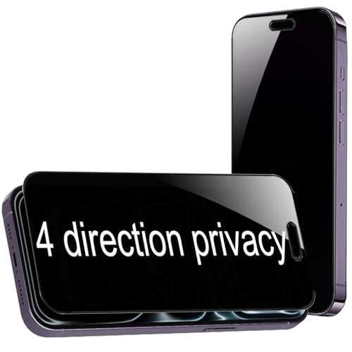 2 Pack 360 Degree Privacy Tempered Glass for iPhone 17 Pro Anti-Spy 4 Directions Screen Protector Film 6.3 inch - size: For iPhone 17 Pro