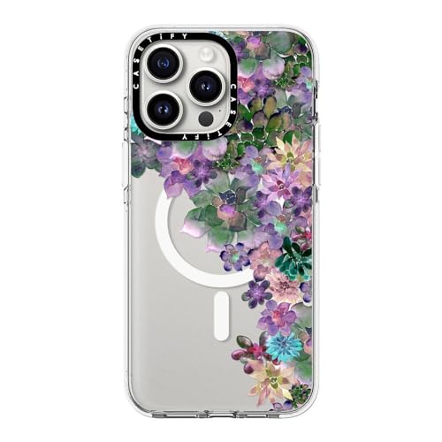 CASETiFY for iPhone 15 Pro Max Case - Impact Clear Compatible with MagSafe | Not Yellowing | 6.6 ft. 3X Military Grade Drop Protection | MY SUCCULENT GARDEN | Clear - color: MY SUCCULENT GARDEN, size: Iphone 15 Pro Max (6.7")