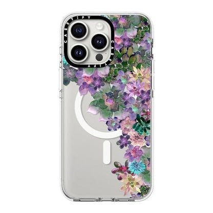 CASETiFY for iPhone 15 Pro Max Case - Impact Clear Compatible with MagSafe | Not Yellowing | 6.6 ft. 3X Military Grade Drop Protection | MY SUCCULENT GARDEN | Clear - color: MY SUCCULENT GARDEN, size: Iphone 15 Pro Max (6.7")