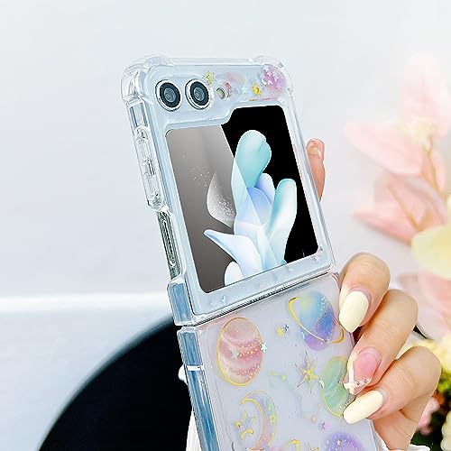 Compatible with Samsung Galaxy Z Flip 6 Case/Flip 7 FE Case Women | Soft TPU Planet Sparkle Glitter Shockproof Phone Cover Girls - color: TPU\Universe Pink, size: Samsung Galaxy Flip 6/Flip 7 FE