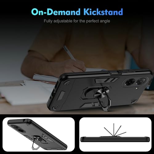 Compatible with Xiaomi Redmi A5 4G Case, Scratch Resistant Magnetism Kickstand for Poco C71 Phone Case Black - color: HY-GZS-black, size: Xiaomi Redmi A5 4G / POCO C71