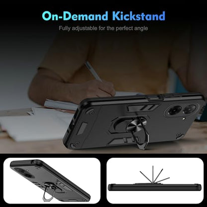 Compatible with Xiaomi Redmi A5 4G Case, Scratch Resistant Magnetism Kickstand for Poco C71 Phone Case Black - color: HY-GZS-black, size: Xiaomi Redmi A5 4G / POCO C71