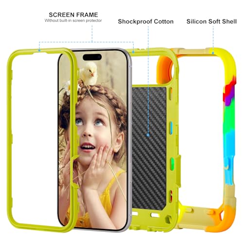 MARKILL Compatible with iPhone Air Case 6.5 Inch 2025 with 360 Degree Rotate Ring Stand, Military Grade Drop Protection Full Body Rugged Protective Case Kids - color: Rainbow Green, size: iPhone Air 6.5"