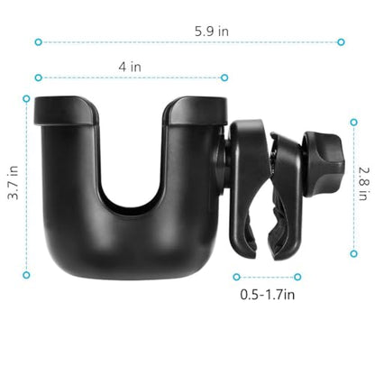 Accmor Stroller Cup Holder, Drinks Holder Bike Walker Wheelchair - color: All Black
