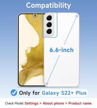 USLAI Case for Samsung Galaxy S22+ Plus 5G, Anti-Yellowing, Crystal Clear Back, Shockproof & Military‑Grade Drop Protection - Transparent - color: Clear, size: Galaxy S22+ Plus