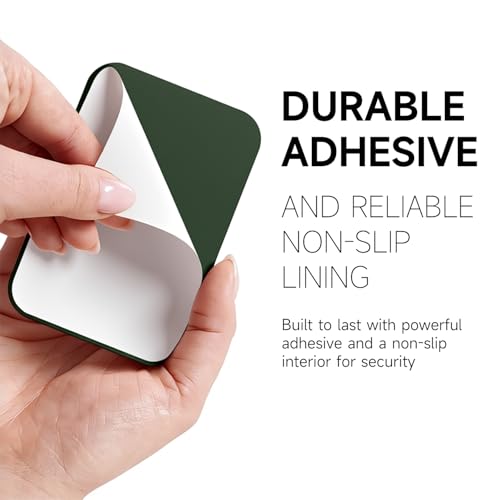 oakxco Phone Wallet Stick On, Slim Thin Adhesive ID Credit Card Holder Wallet Pocket Back of Phone Case, Hard Shell Plastic Sleeve Sticky Card Wallets Pouch for iPhone Samsung Pixel, Dark Green - color: Dark Green