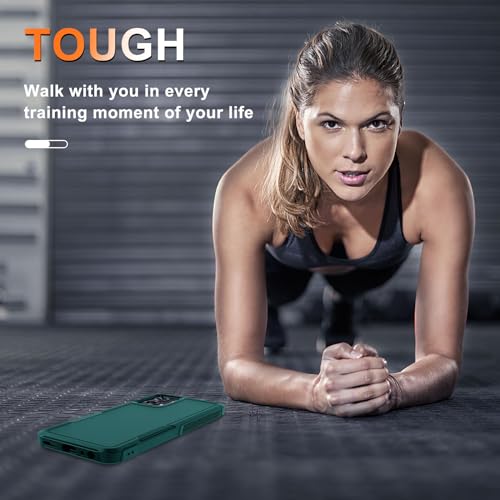 Case Compatible with Moto G 5G 2024, Full Body Heavy Duty Rugged Shockproof Protective Phone Cover with Lanyard Strap, Tempered Glass Screen Protector, Dark Green | with Tempered Glass Screen Protector+Lanyard Strap,Rugged Shockproof Protective Phone Case