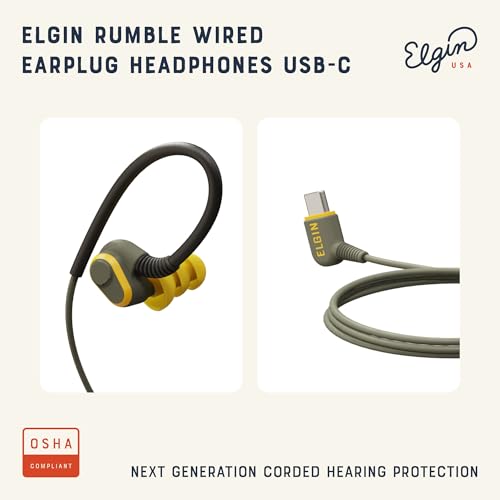 Elgin Rumble Wired Earplug Headphones, Waterproof Earbuds w/Mic - style: USB-C