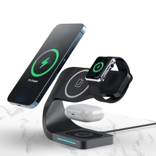 3 in 1 Wireless Charging Station Compatible with iPhone, Galaxy Phone, Earbuds and smartwatch