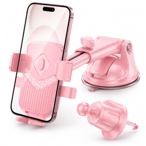 Pink Car Phone Holder, 360° Dashboard Windshield Air Vent Mount - color: Pink
