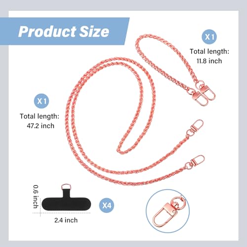 Canlierr 2 Pack Phone Chain Crossbody, with Tether Tab, Deep Rose Gold - color: Deep Rose Gold