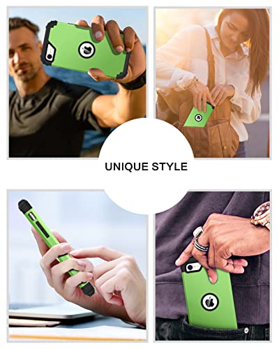 BENTOBEN for iPhone SE 2022 Phone Case and iPhone SE 2020 Case, Heavy Duty 3 in 1 Full Body Rugged Shockproof Hybrid Hard PC Soft Rubber Bumper Drop Protective Girls Women Cover, Light Green/Black - color: Black/Light Green