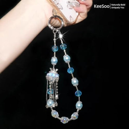 Blue Royal Crystal Crown Original Design Phone Charm with 2 Tether Tabs – Stylish, Durable, and Hands-Free Phone Chain – Compatible with iPhone, Samsung, Pixel & More - color: 07 Blue Royal Crystal Crown