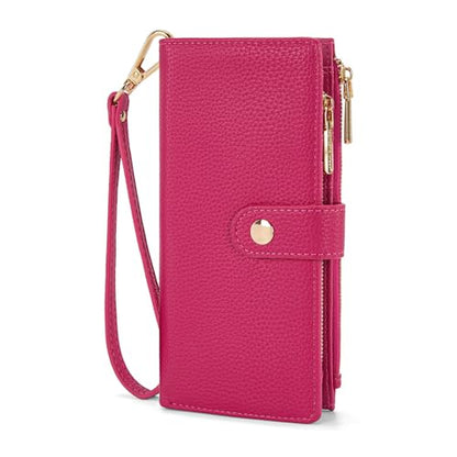 Montana West Womens Wallet Wristlet Ladies Female Large RFID Wallet Large Capacity Credit Card Phone Wallets Minimalist Casual Travel Clutch Wallets with ID Window for Valentine's Day - color: Hot Pink
