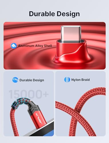 JSAUX USB C to 3.5mm AUX Audio Adapter for iPhone 17/15, Galaxy S25, Red - color: Red, size: 1 x 0.6ft
