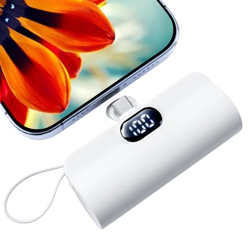 Mini Power Bank,Capsule Power Phone Charger 5500mAh,Portable Charger with Dual USB-C Ports for iPhone 17/16/15/15 plus/15 pro/15 pro Max/Android Phone/Samsung/Moto/LG etc (White) - color: White
