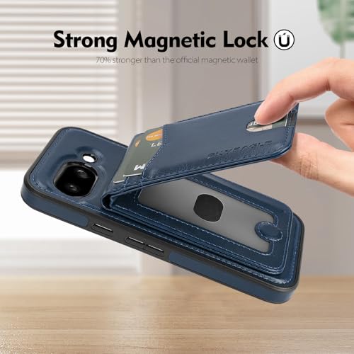 SkyEagle Compatible with Magsafe 2 in 1 Detachable Google Pixel 9a Wallet Case with Card Holder,Women Men Magnetic PU Leather Phone Case RFID Blocking Flip Kickstand Credit Slots,Blue - color: Blue, size: Google Pixel 9a