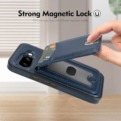 SkyEagle Compatible with Magsafe 2 in 1 Detachable Google Pixel 9a Wallet Case with Card Holder,Women Men Magnetic PU Leather Phone Case RFID Blocking Flip Kickstand Credit Slots,Blue - color: Blue, size: Google Pixel 9a