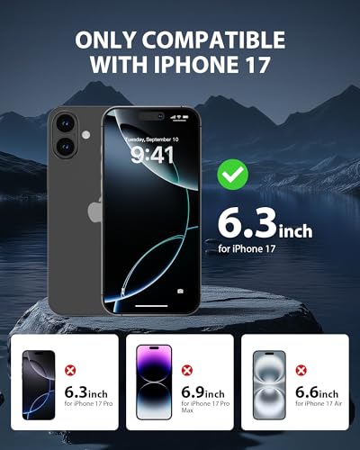 GIGIKISS Compatible for iPhone 17 Privacy Screen Protector 6.3 inch, Anti Spy Anti Blue Light HD Tempered Glass Screen Protector Easy Installation, Case Friendly, 2 Pack Black - size: for iPhone 17 6.3 inch - Black