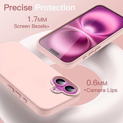 JETech Silicone Case for iPhone 16, Light Pink | Silky Soft Touch, Shockproof Protection, Scratch Resistant, Microfiber Lining - color: Light Pink, size: iPhone 16