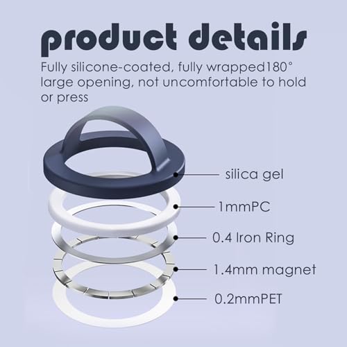 Magnetic Silicone Ring Grip Phone Holder, Rotating Finger Loop Ring Grip Holder, Soft and Portable, Strong Magnetic Attraction, Compatible with Magsafe for iPhone and Samsung Case (Purple) - color: Purple