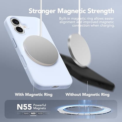 GONEZ Magnetic for iPhone 16 Case, Silicone Cover Baby Blue - color: Baby Blue, size: Iphone 16