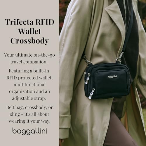 Baggallini Triple Zip with Front Wallet/Trifecta RFID Wallet Crossbody - color: French Navy