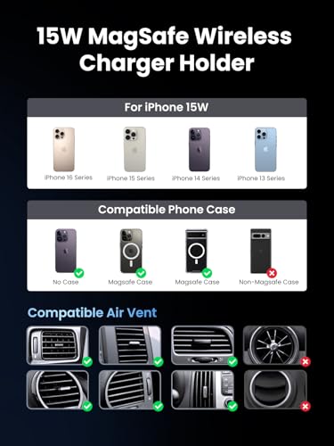 UGREEN Qi2 15W Magnetic Wireless Car Charger Mount - size: 15W